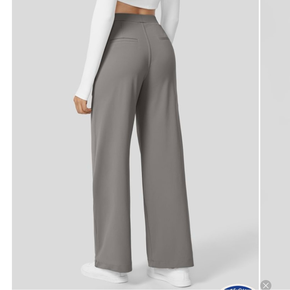 HALARA Wide-Leg High-Waist Trousers in Gray